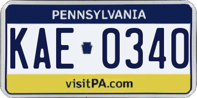PA license plate KAE0340