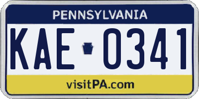 PA license plate KAE0341