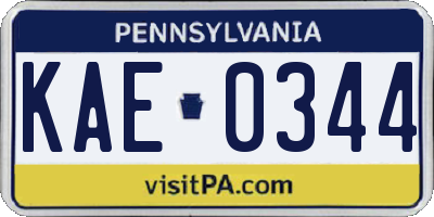 PA license plate KAE0344