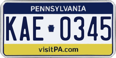 PA license plate KAE0345