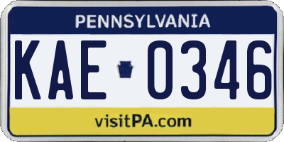 PA license plate KAE0346
