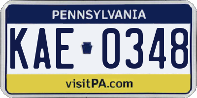 PA license plate KAE0348