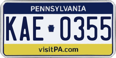 PA license plate KAE0355