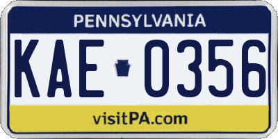 PA license plate KAE0356