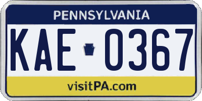 PA license plate KAE0367