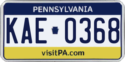PA license plate KAE0368