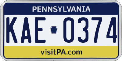 PA license plate KAE0374