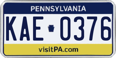 PA license plate KAE0376
