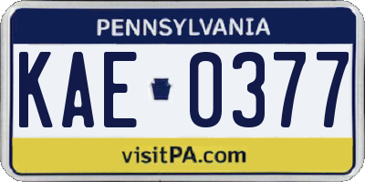 PA license plate KAE0377