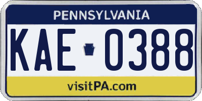 PA license plate KAE0388