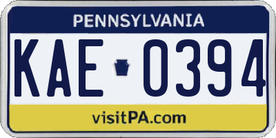 PA license plate KAE0394