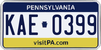 PA license plate KAE0399
