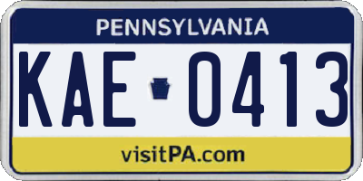 PA license plate KAE0413