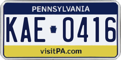 PA license plate KAE0416
