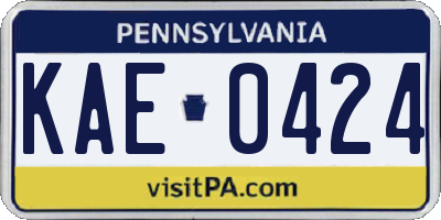 PA license plate KAE0424