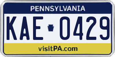 PA license plate KAE0429