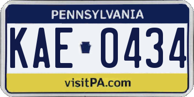 PA license plate KAE0434