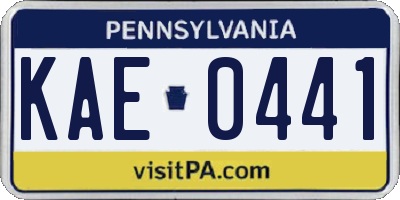 PA license plate KAE0441
