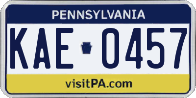 PA license plate KAE0457