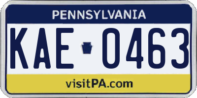 PA license plate KAE0463