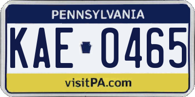 PA license plate KAE0465
