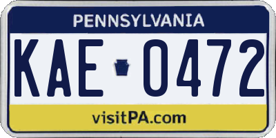 PA license plate KAE0472