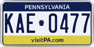 PA license plate KAE0477