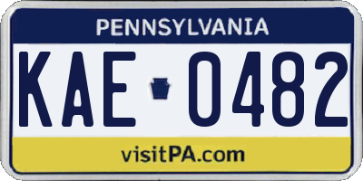 PA license plate KAE0482
