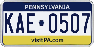 PA license plate KAE0507