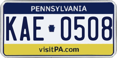 PA license plate KAE0508