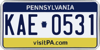 PA license plate KAE0531