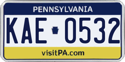 PA license plate KAE0532