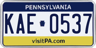 PA license plate KAE0537