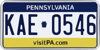 PA license plate KAE0546