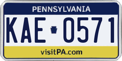PA license plate KAE0571