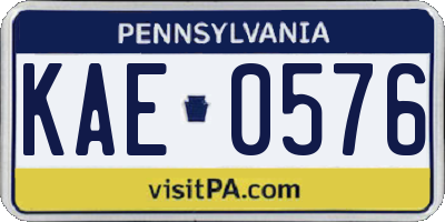 PA license plate KAE0576