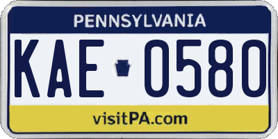 PA license plate KAE0580