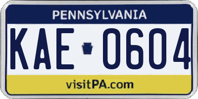 PA license plate KAE0604