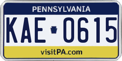 PA license plate KAE0615