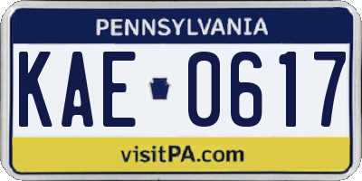 PA license plate KAE0617