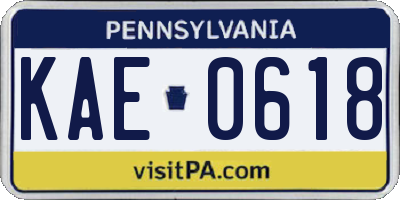 PA license plate KAE0618
