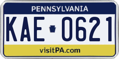 PA license plate KAE0621