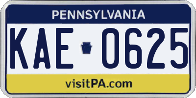 PA license plate KAE0625