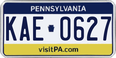 PA license plate KAE0627