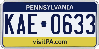 PA license plate KAE0633