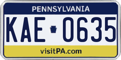 PA license plate KAE0635
