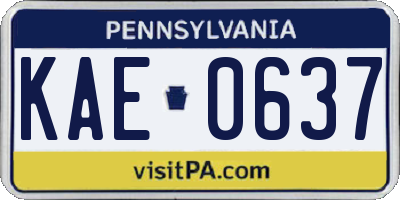 PA license plate KAE0637