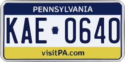 PA license plate KAE0640