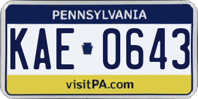PA license plate KAE0643