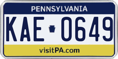 PA license plate KAE0649